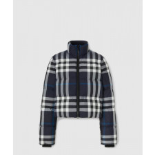 버버리 크롭 체크 퍼퍼 재킷