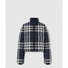 버버리 크롭 체크 퍼퍼 재킷