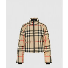버버리 크롭 체크 퍼퍼 재킷