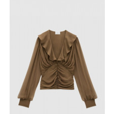 생로랑 실크 크레이프 모슬린 소재의 블라우스