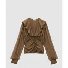 생로랑 실크 크레이프 모슬린 소재의 블라우스