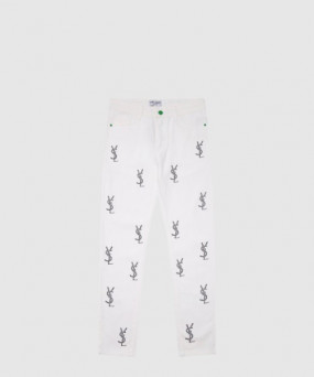 생로랑 로고 캐주얼 바지