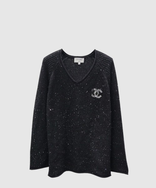 샤넬 프린트 니트 톱