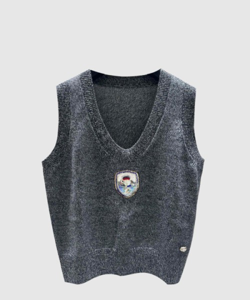 샤넬 프린트 니트 톱