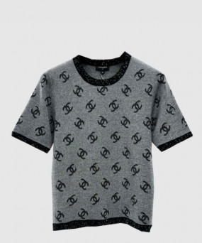 샤넬 프린트 니트 톱