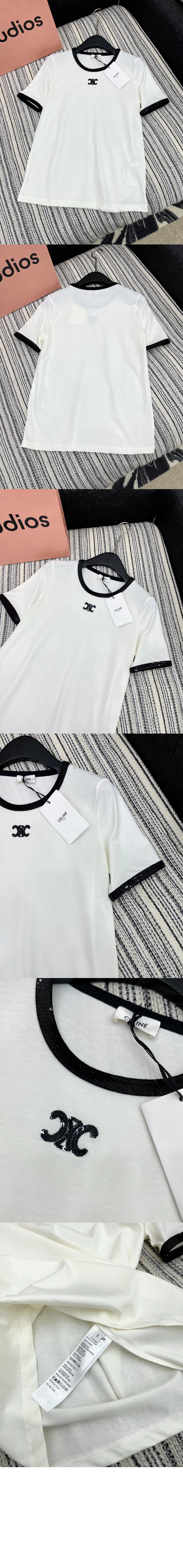 셀린느 트리옹프 자수 티셔츠