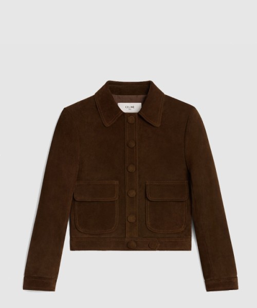 셀린느 스트레이트 컷 블루종 재킷 스웨이드