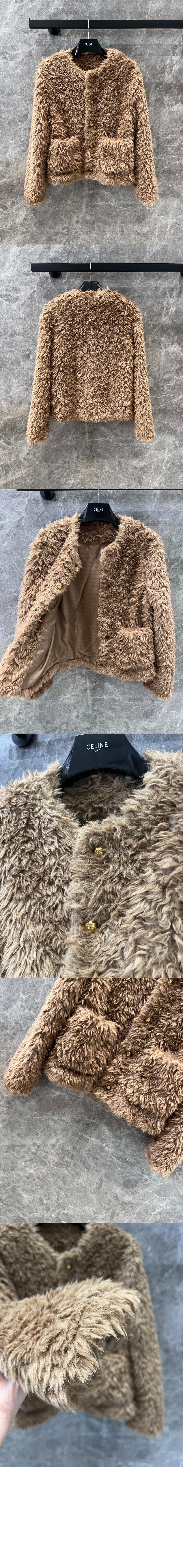 셀린느 느 모헤어 부클레 가디건 베스트