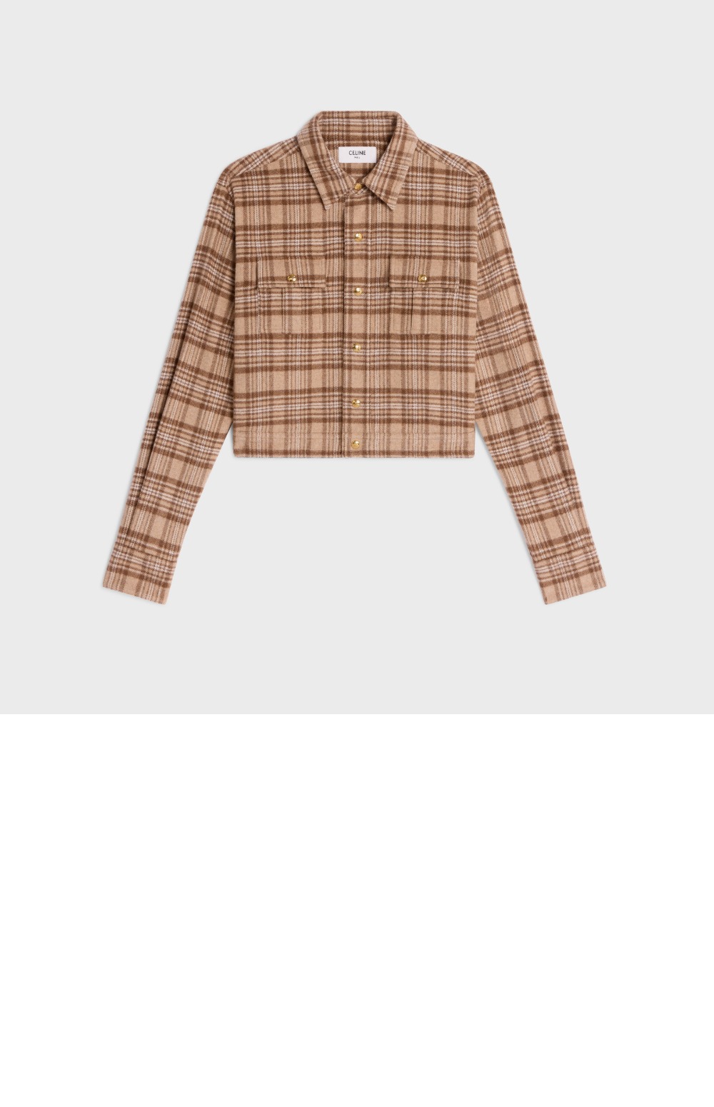 셀린느 체크 패턴 울 크롭 자켓