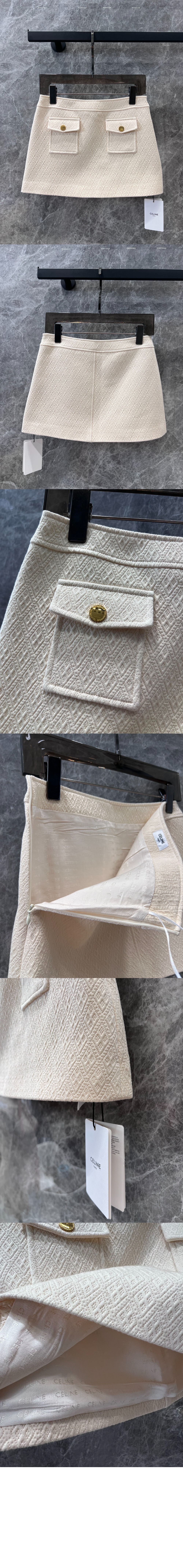 셀린느 방도 미니 스커트 부티 코튼