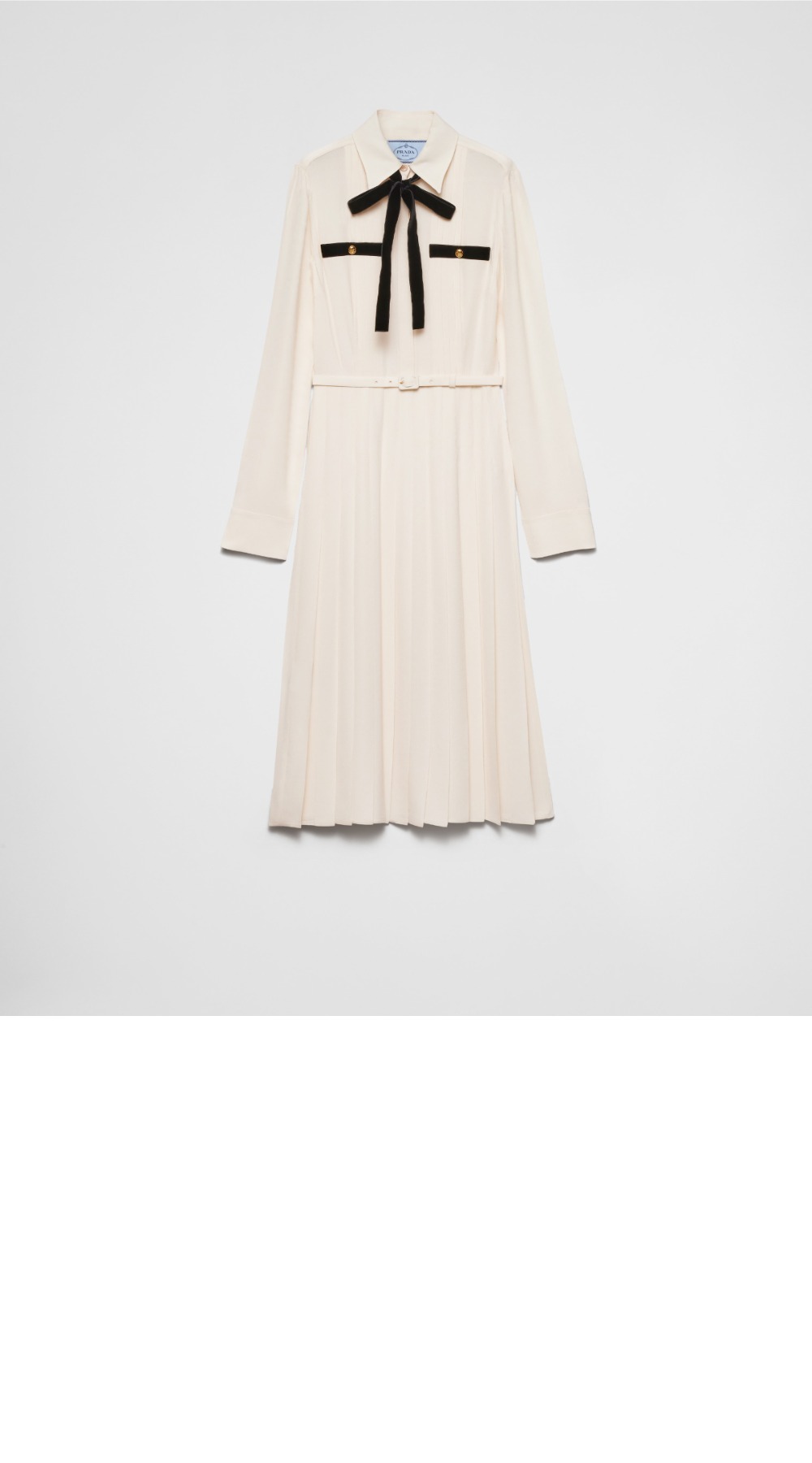 프라다 롱 플리츠 새틴 사블 드레스