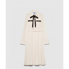 프라다 롱 플리츠 새틴 사블 드레스