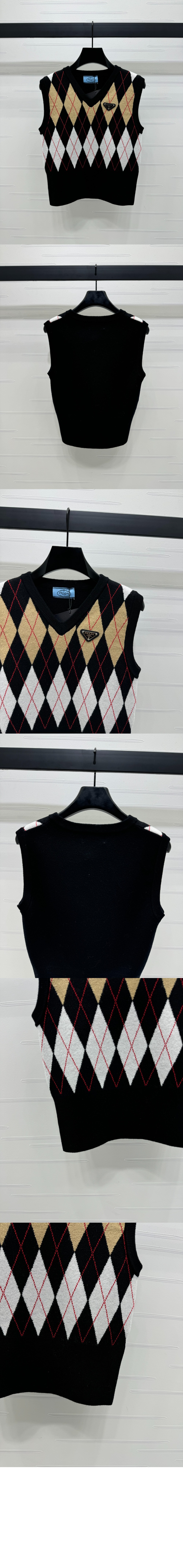 프라다 아가일 조끼