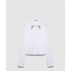 프라다 자수 포플린 셔츠