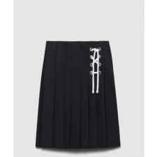 프라다 플리츠 개버딘 미디스커트