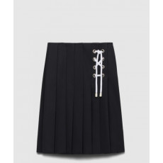 프라다 플리츠 개버딘 미디스커트