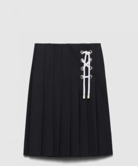 프라다 플리츠 개버딘 미디스커트