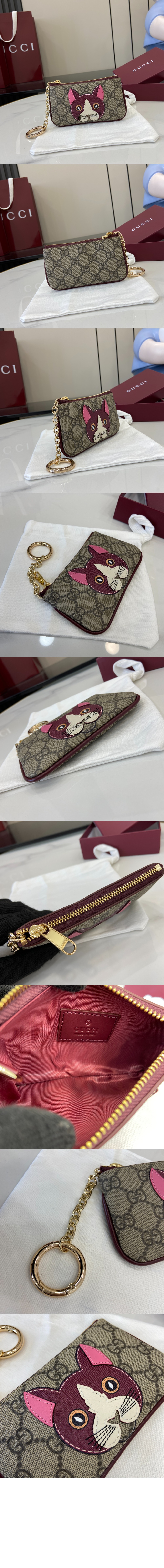 구찌 고양이 디테일의 GG 키 케이스 818768