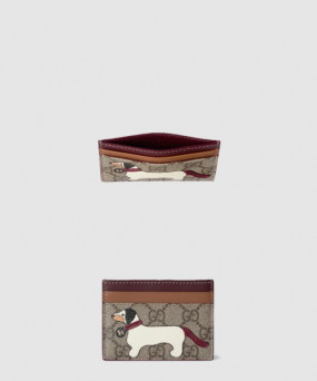 구찌 판다 디테일의 바이컬러 GG 카드 케이스 818769
