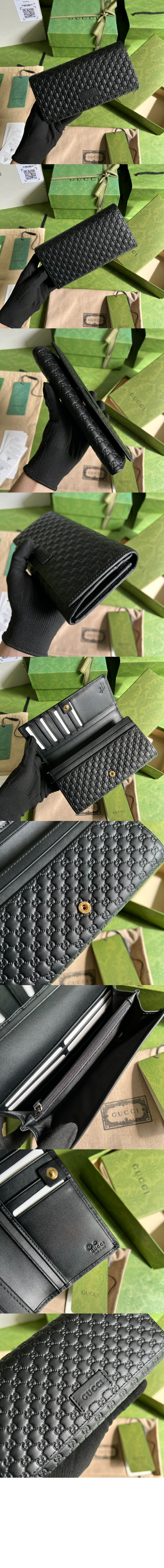 구찌 GG 마이크로시마 레더 플랩 장지갑 449396