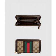 구찌 라니아 캔버스 GG 원단 지퍼형 가죽 지갑 353651