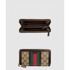 구찌 라니아 캔버스 GG 원단 지퍼형 가죽 지갑 353651