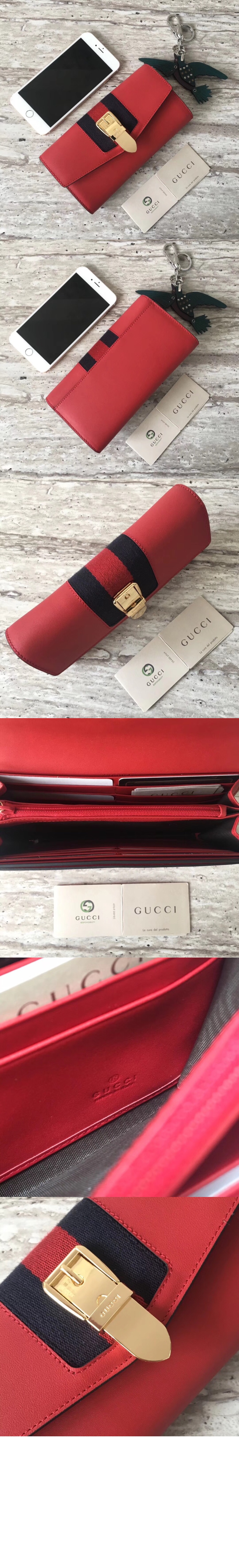 구찌 레더 실비 장지갑 476084