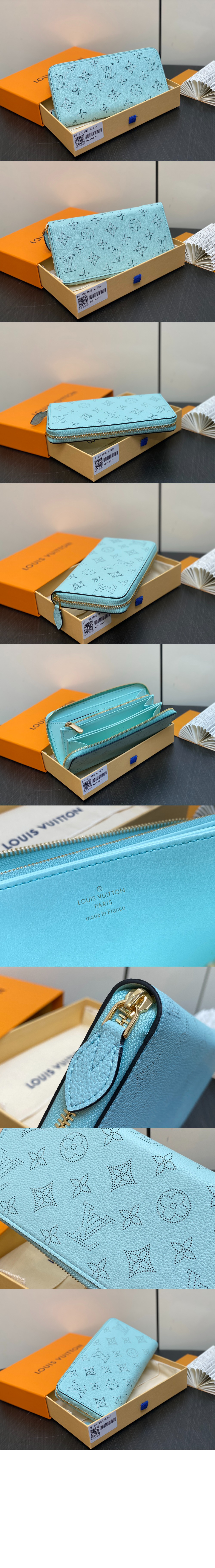 루이비통 펀칭 로고 지퍼 여밈 가죽 지갑 M83489