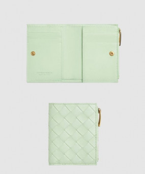 보테가베네타 스몰 인트레치아토 폴더형 지퍼 지갑 742330
