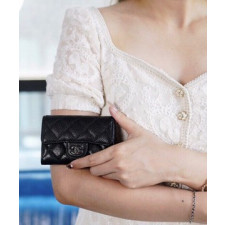 샤넬 클래식 똑딱이 카드지갑 캐비어 은장 02 AP0214