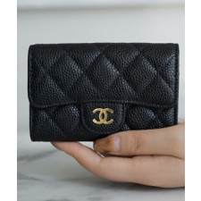 샤넬 클래식 똑딱이 카드슬립 카드지갑 캐비어 금장 AP0214