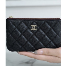 샤넬 클래식 미니 파우치 캐비어 은장 A82365