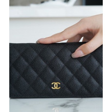 샤넬 클래식 롱 플랩 지갑 캐비어 금장 A31509