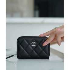 샤넬 클래식 지퍼 동전 지갑 캐비어 은장 AP0216