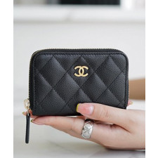 샤넬 클래식 지퍼 동전 지갑 캐비어 금장 AP0216