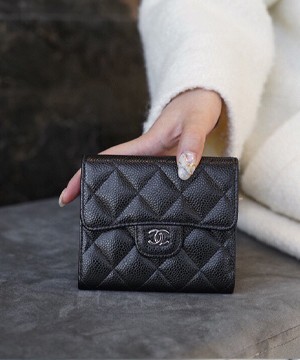 샤넬 캐비어 반지갑 캐비어 은장 AP0231