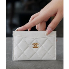 샤넬 클래식 카드지갑 캐비어 금장 화이트 AP0213