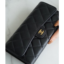 샤넬 장지갑 램스킨 금장 A80758