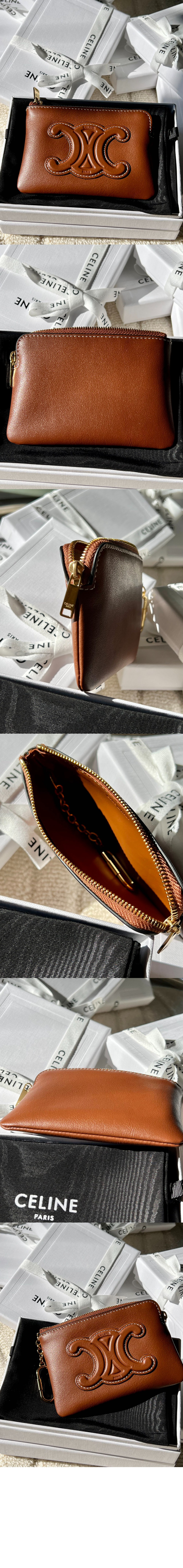 셀린느 트리오페 지퍼 카드 코인 지갑 10C663