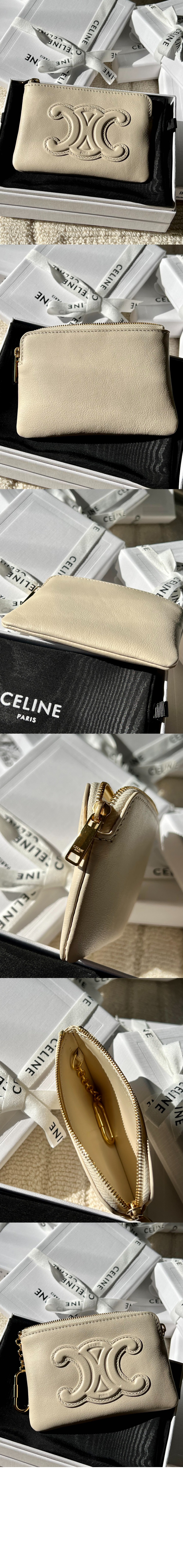 셀린느 트리오페 지퍼 카드 코인 지갑 10C663