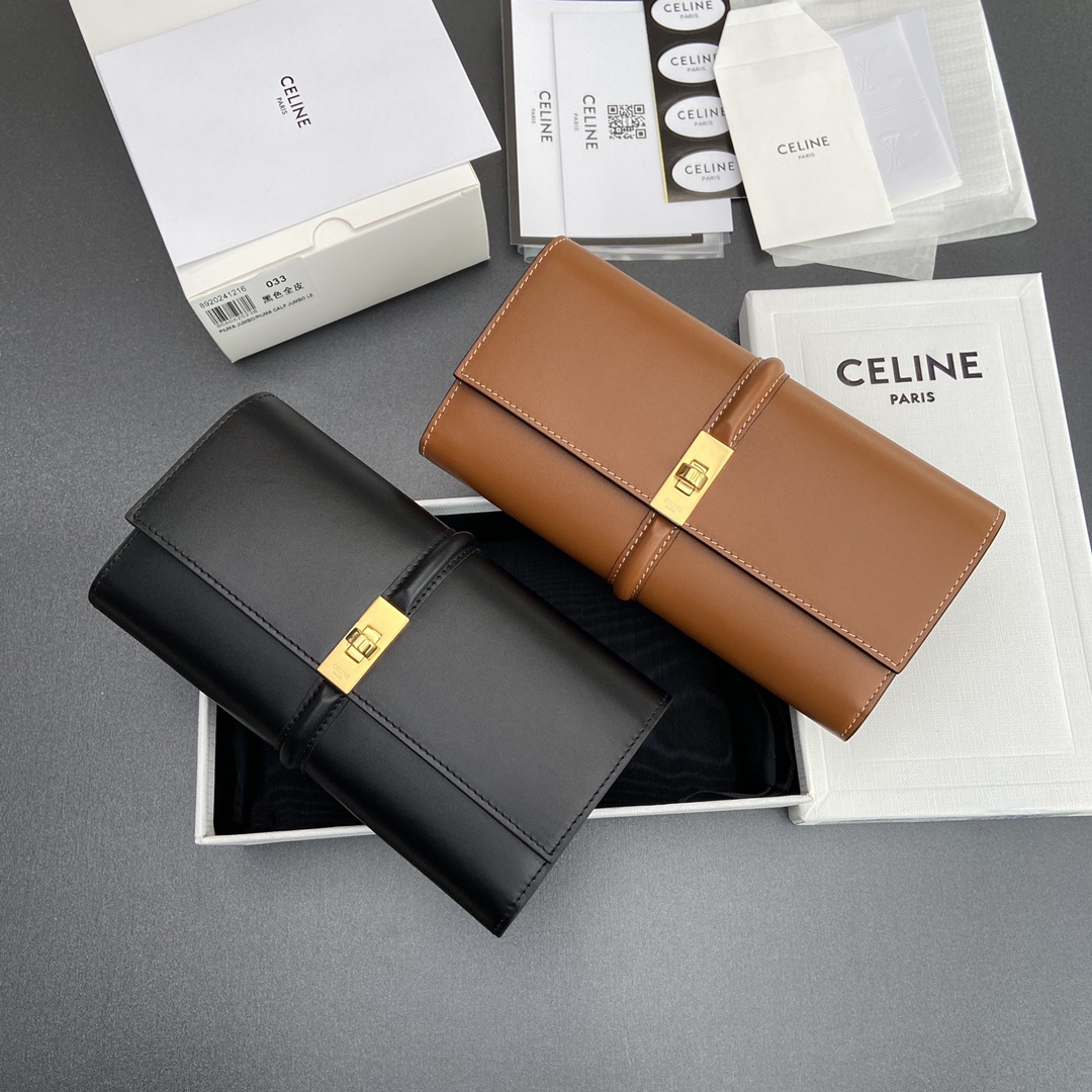 셀린느 라지 월릿 16 새틴 송아지 가죽 10M033