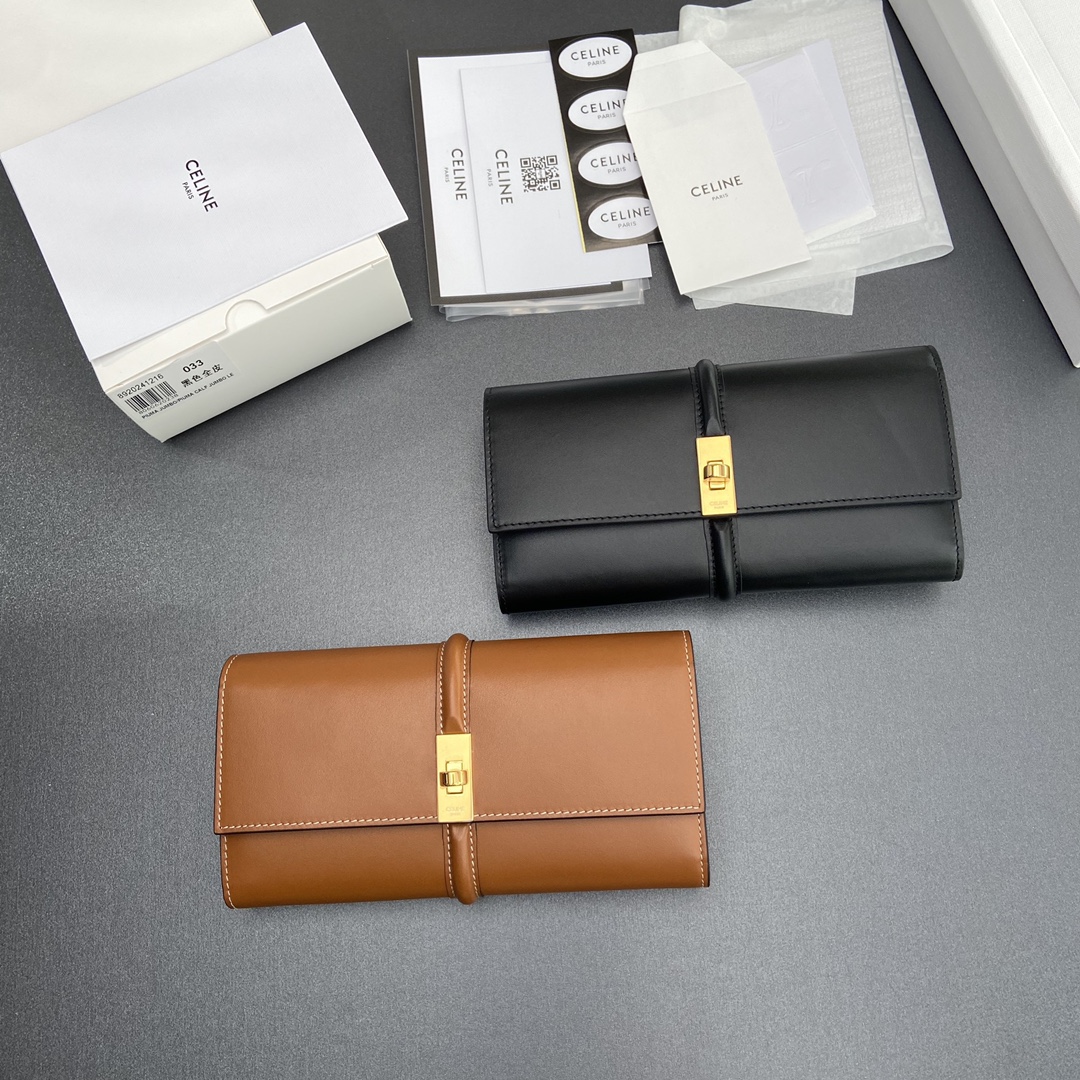 셀린느 라지 월릿 16 새틴 송아지 가죽 10M033
